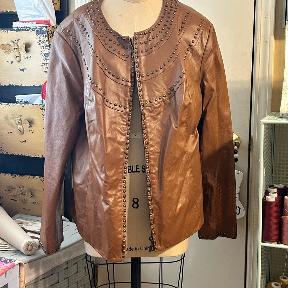 Studded Brown Leather Jacket